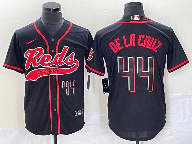 Men Cincinnati Reds #44 De La Cruz Black Nike 2023 Game MLB Jersey1